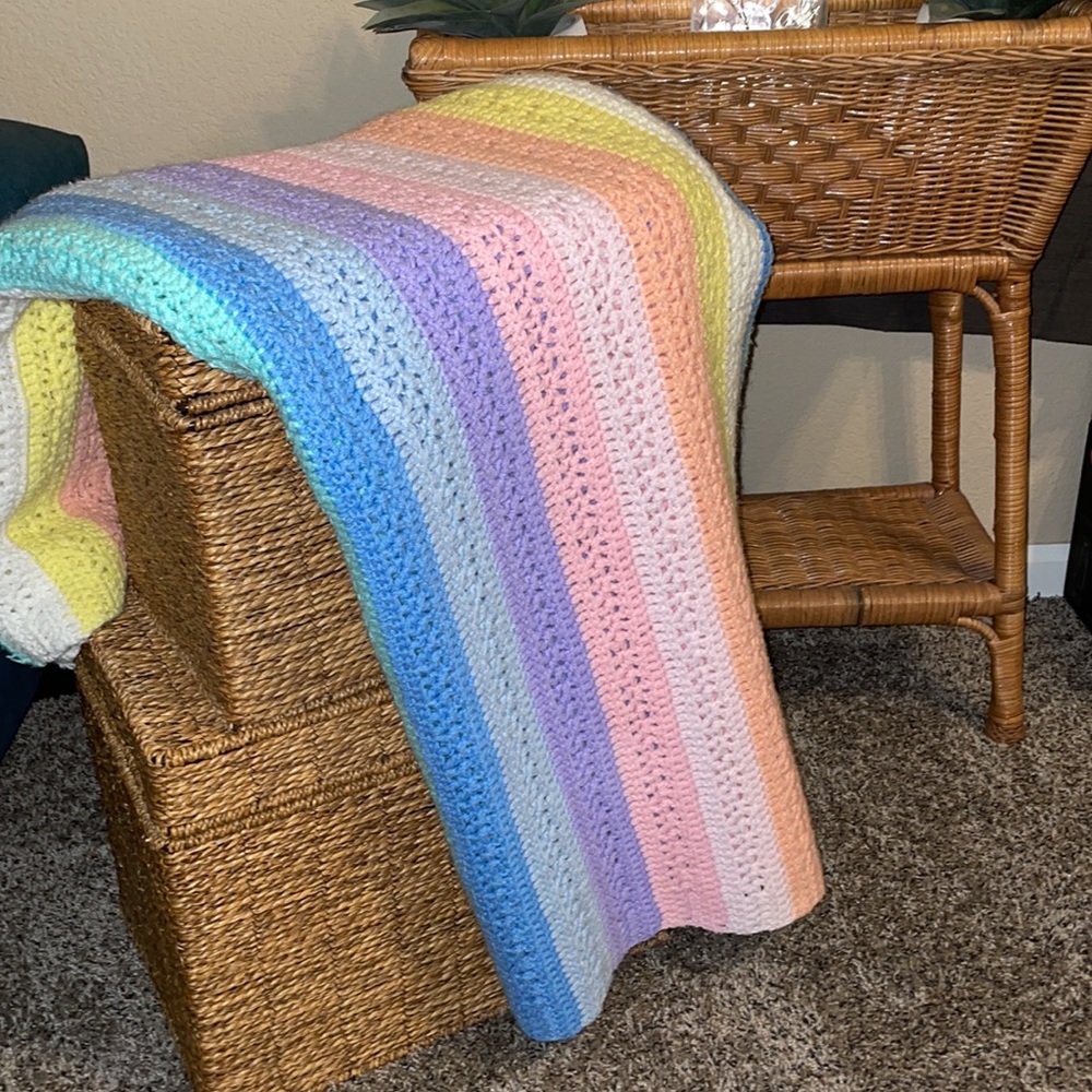 Handmade pastel rainbow blanket throw 🌈